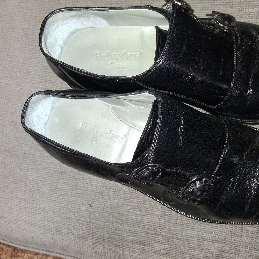 Genuine Black Leather Ostrich Dlb Shoes - Picture 3 of 5